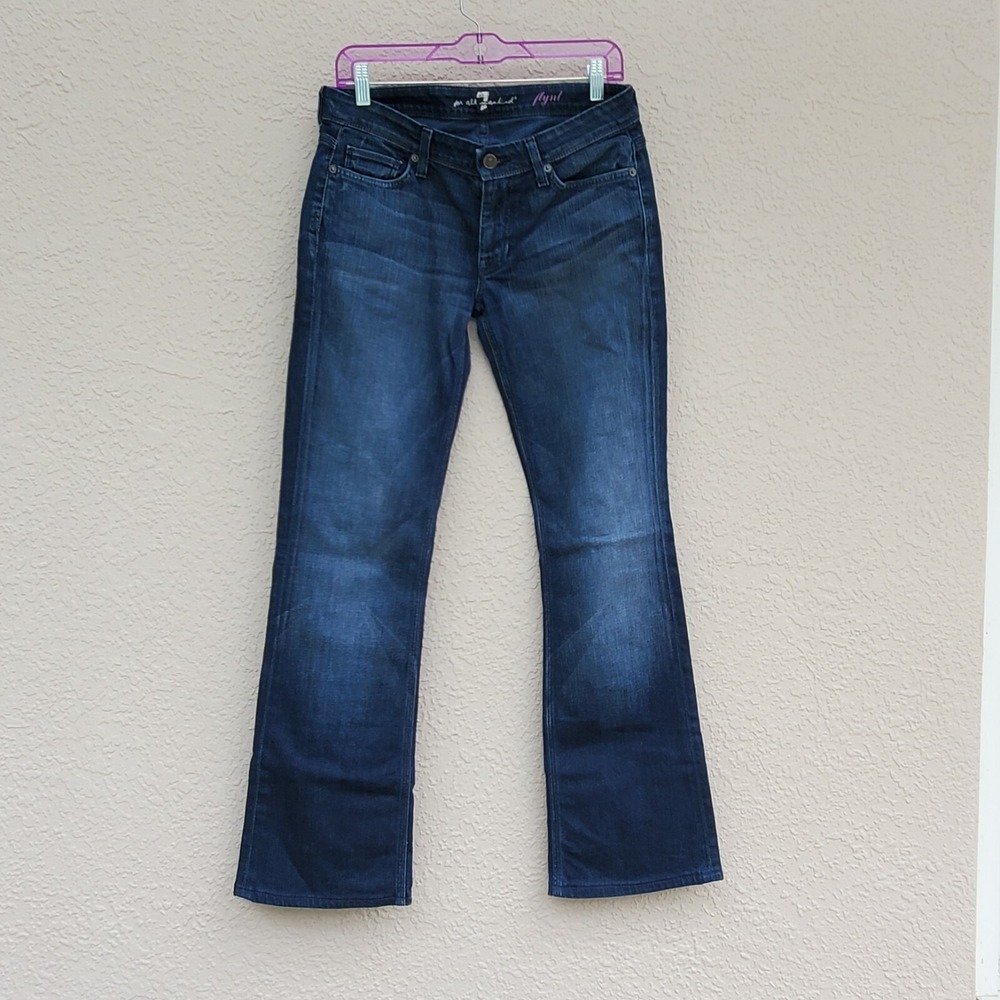 7 For All Mankind Flynt Women's Jeans Size 28 Boot Cut Low Rise Stretch Denim